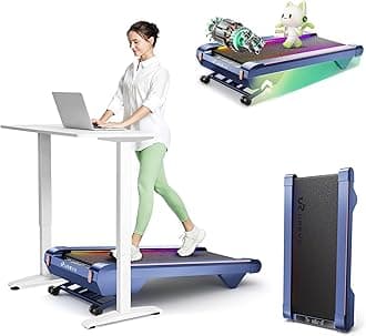 UREVO CyberPad Smart Walking Pad with 14% Auto Incline, Under Desk Treadmill for Home, Quiet Brushless Motorized, Extended Walking Surface, LED Remote, Speed-Responsive Lighting, UREVO APP