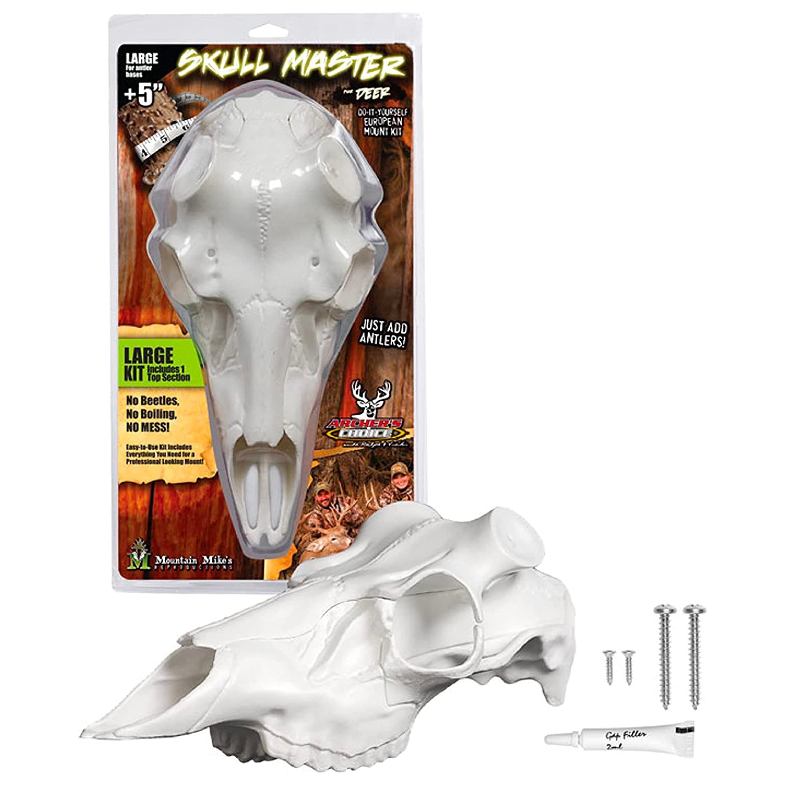 Mountain Mike’s White Skull Master Antler Mounting Kit | Compatible with Harvested and Shed Antlers | for Antlers Over 5" Antler Base (Large)