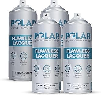 Polar Clear Gloss Flawless Lacquer Spray - 4 x 13.5 Fl Oz - Clear Coat Spray Paint - Non-Yellowing & Scratch Resistant - Interior & Exterior Surfaces for Wood, Metal, Plastics, Glass & Ceramics