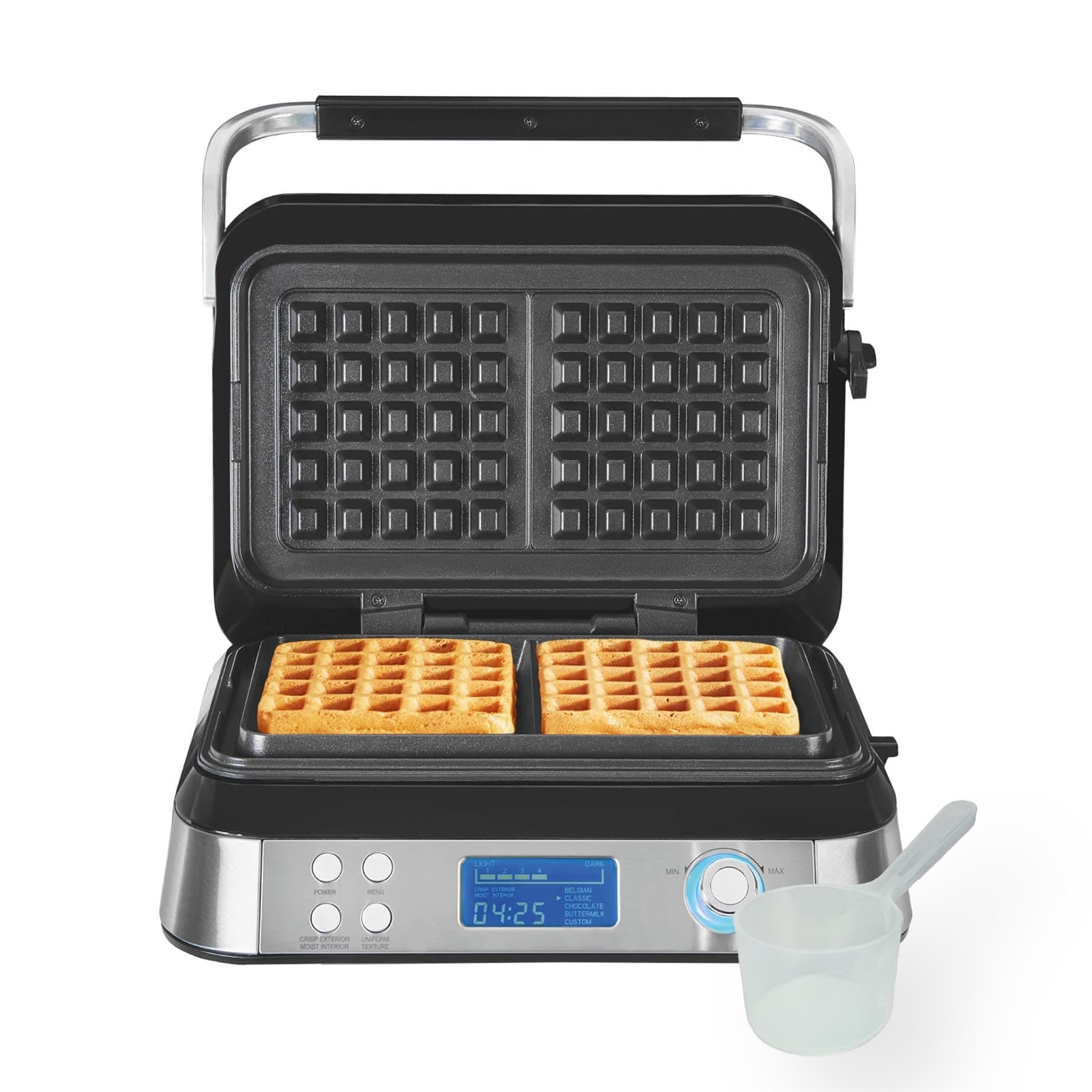 Pro Smart Waffle Maker, Non-Stick, 7 Browning Levels, 5 Programmes, Family Size, Digital Display, Overflow Protection - HB5403T, Silver