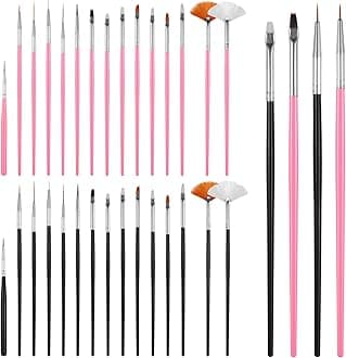 30 PCS Cake Decorating Brushes, Cookie Paint Brushes Food Safe Paint Brushs Kit Cookie Decorating Brush Food Paints Fondant Brush DIY Tool Set Icing Pastry Brushs for Painting Baking, Black and Pink