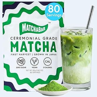 Matchabar Ceremonial Grade Matcha Powder (80g) - Authentic Japanese Matcha Green Tea Powder - Matcha Green Tea Powder Harvested in Japan - Matcha Tea Powder Latte - Zero Sugar, Vegan & 0 Calories