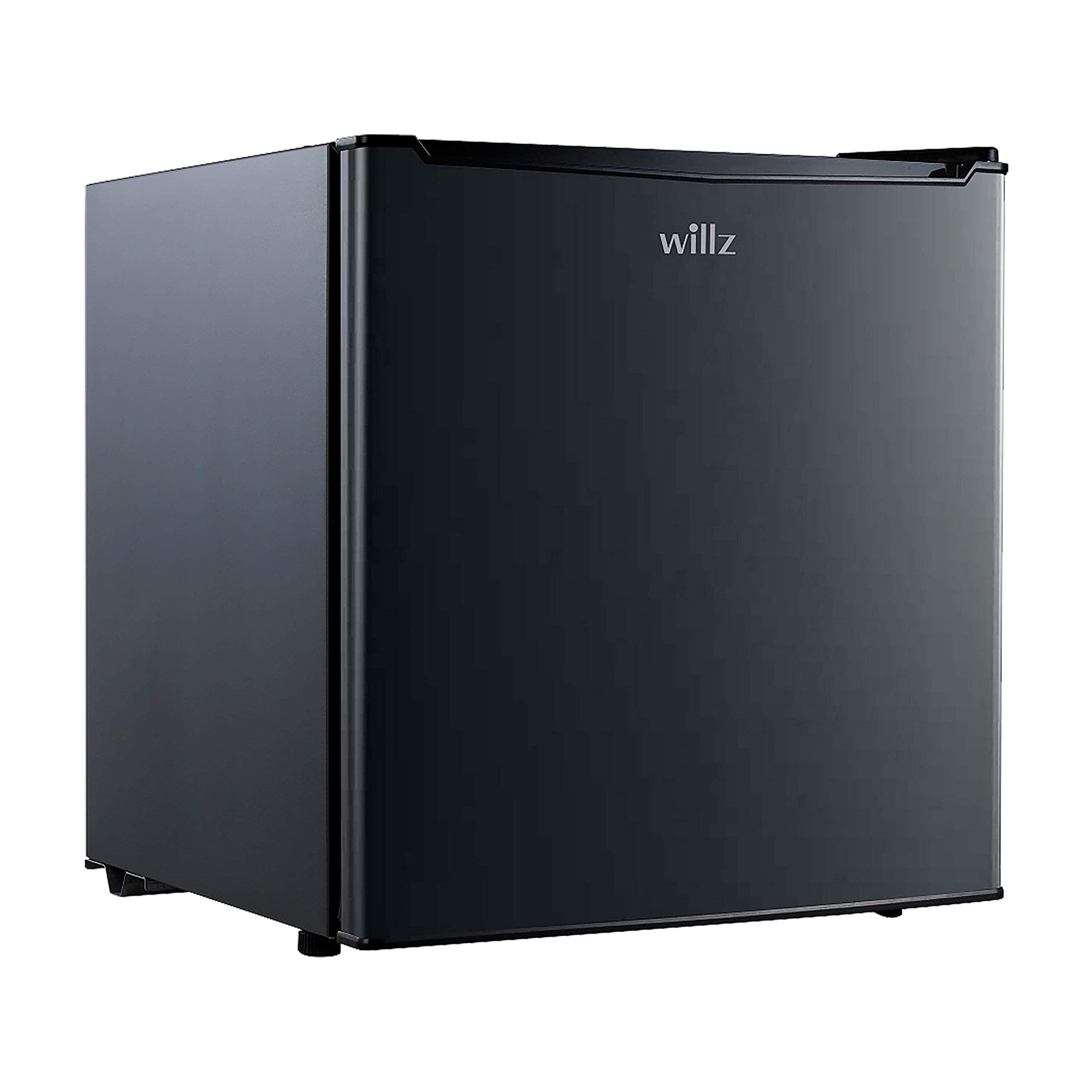Willz Compact Single Door Refrigerator, Adjustable Mechanical Thermostat with Chiller & Slide Out Shelving, 1.7 Cu Ft, Black