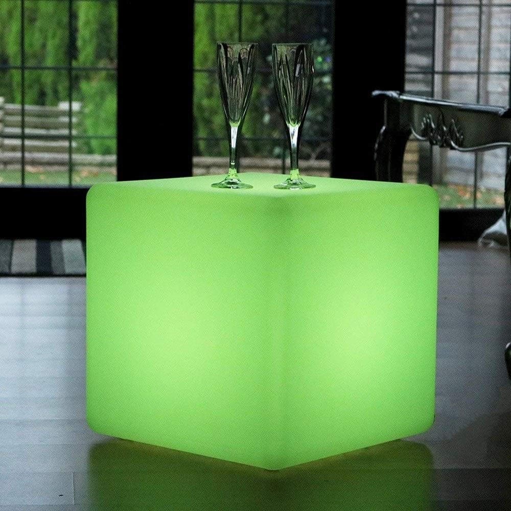 Paddia Modern Outdoor Remote Changing LED Cube Stool Floor Lamp Waterproof Light Up Seat/Side Table/Furniture Mood Light for Garden Bar Pool Wedding Party Warmth, Romance,Illuminating Your Love Ne