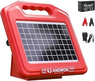 - 50 Miles Solar Electric Fence Charger, 0.95 Joule High-Power Solar Fence Charger for Livestock, Horses, and Wildlife Control, Solar Electric Fence with Easy Installation