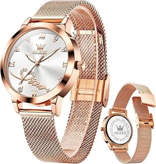 OLEVS Women Watch Fashion Rose Gold Diamond Analog Quartz Female Watches for Women Luxury Dress Ladies Stainless Steel Luminous Waterproof Date Wristwatches
