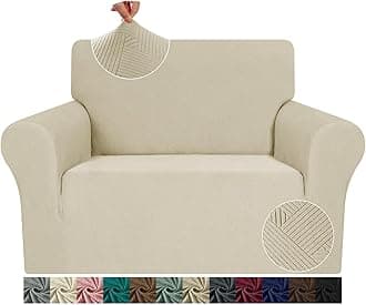 JIVINER Chair Cover for Living Room, 1 Piece Armchair Sofa Slipcovers Stretch Pet Friendly Couch Furniture Protector Covers with Elastic Bottom (Chair, Khaki)