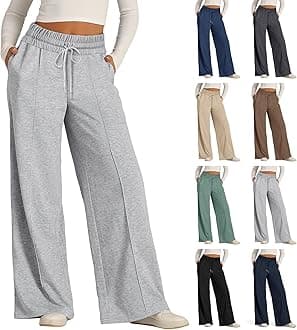Women’s Wide Leg Sweatpants, Lightweight, High Waisted with Wide Pockets, Comfortable Lounge Pants with Drawstring, 2024