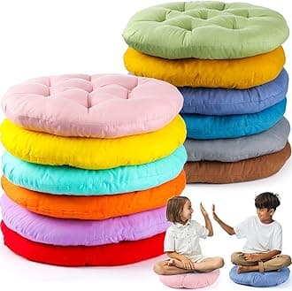 Fumete 12 Pcs Floor Pillows Cushions Seating 16 x 16 Inches Color Round Seat Reading Floor Chair Cushions for Kids Adults Classroom Home School Playing Supplies(Colorful)