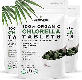 Organic Chlorella Tablets 400 Count | High Potency Chlorophyll Supplement | Pure Chlorella Pyrenoidosa | Broken Cell Wall for Maximum Absorption | Vegan, Kosher, Non-GMO Superfood - Pack of 3