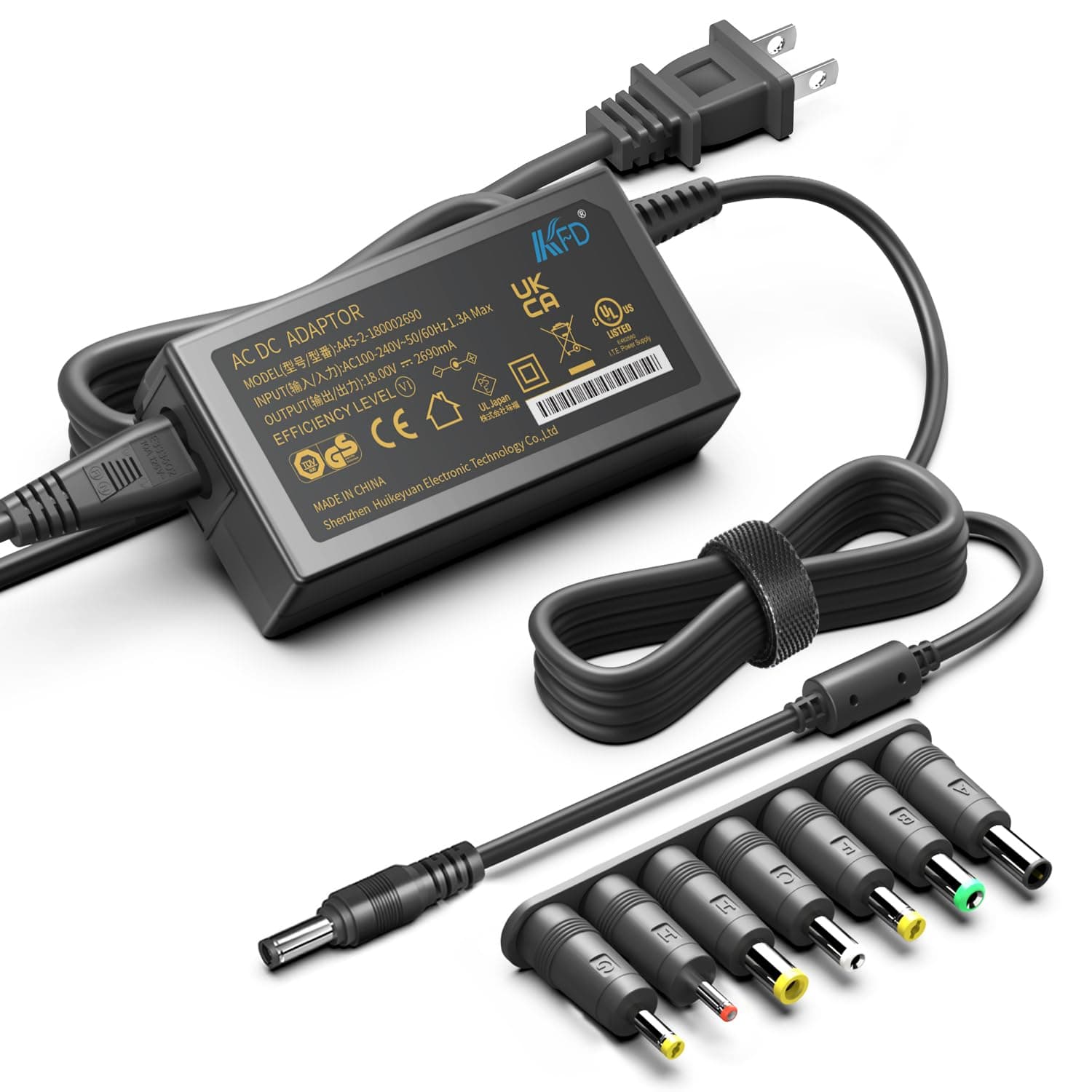 KFD 18V Universal AC Power Charger 2.69A (2.5A/ 2A/ 1.5A/ 1A/ 0.5A Compatible)