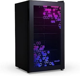 NewAir 126 Can Beverage Refrigerator with HexaColor LED Lights | Small Mini Fridge for Bedroom, Gaming Room, or Office | Remote Controlled Lighting & Quiet Cooling