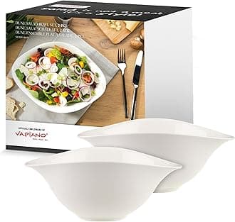 Villeroy and Boch - Vapiano salad bowl set, 2 pieces, 800 ml, 21 x 17 cm, premium porcelain, dishwasher-safe, microwave-safe, white