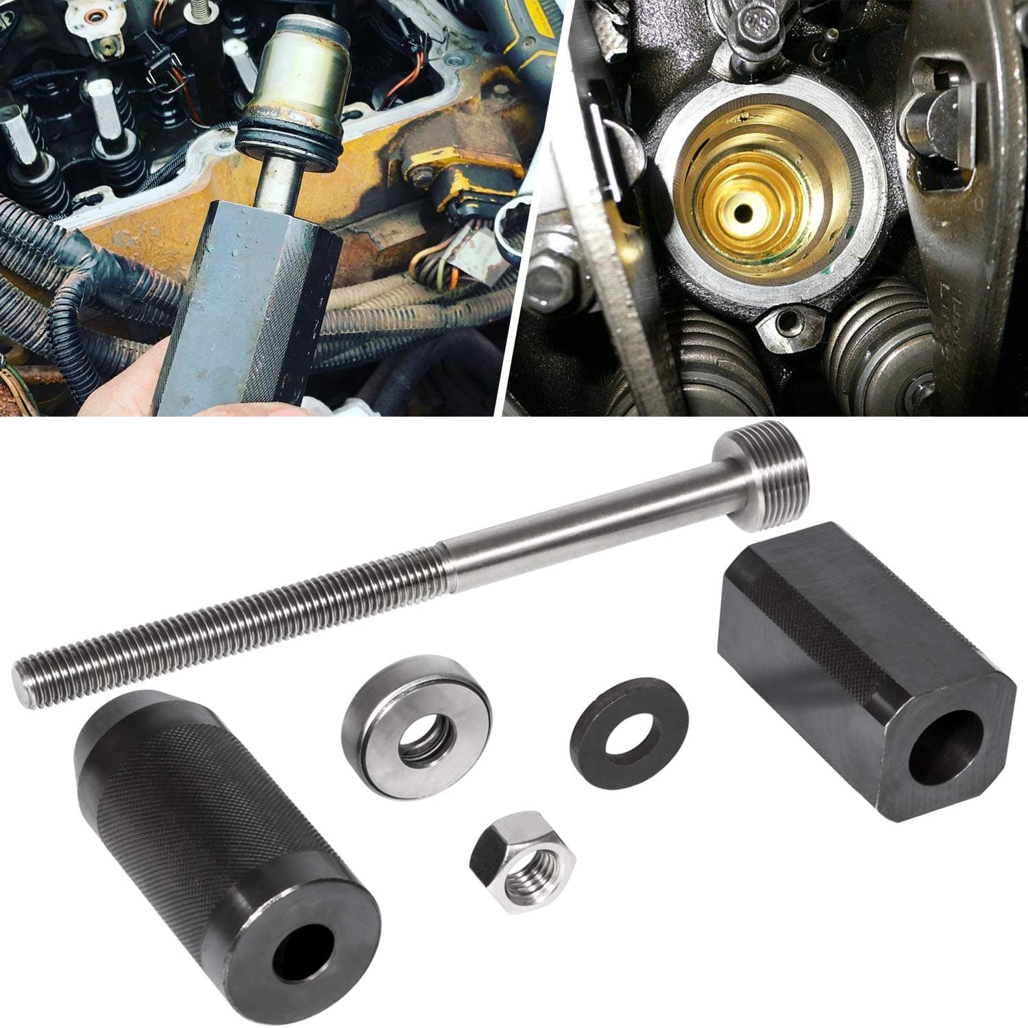 E-cowlboy 9U-6891 Injector Sleeve Cup Remover&Installer Set for CAT Caterpillar 3406E C10 C12 C15 C16 C-18 Engine Heavy Duty Steel (6 PCS)