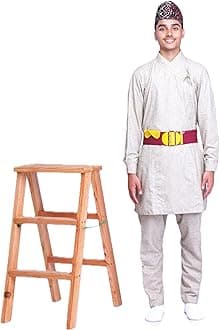 Men's Daura Suruwal. Nepali Men's National Dress. Daura Suruwal; soft on body. Easily wear for extended period of time without discomfot. (Cotton Tan, Small)