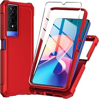for TCL 50 XE 5G Phone Case TCL 50 XE Nxtpaper 5G Casewith Tempered Glass Screen Protector,Slim Soft Silicone Full-Body Protective Case for 50 XE (Red)