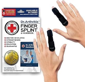 Dr. Arthritis Doctor Developed Finger Splint Trigger Finger Brace - Braces, Splints & Supports Index, Middle, Ring & Pinky - Padded Finger Splints (Black L/XL, 2 Pack)