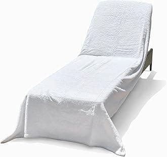 ARLU HOME Large Luxury Chaise Pool/Lounge Chair Cover Towel - Fitted Elastic Pocket Won't Slide (White) Versatile Size Pocket Fits Most Standard Cushions. Protective, Absorbent, Easy Care