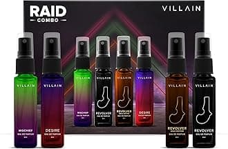 Villain Raid Luxury Gift Hamper EDP Pocket Perfume for Men Long Lasting Smell 4x8ml Woody, Spicy Fragrances Day To Night Perfume Set for Men Gift Pack Combo