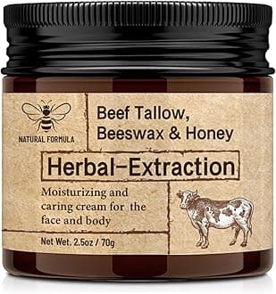 Beef Tallow Skin Care, Tallow & Honey Balm, Organic Grass Fed Tallow Balm,Whipped Beef Tallow for Skin Moisturizer, 100% Grass Fed Beef Tallow Moisturiser, For Face And Body(2.5oz)