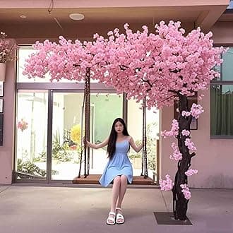 Cherry Blossom Tree Artificial Cherry Blossom Trees Fake Cherry Blossom Tree Indoor Outdoor Home Office Party Wedding,A,181x101cm/5.9x3.3ft