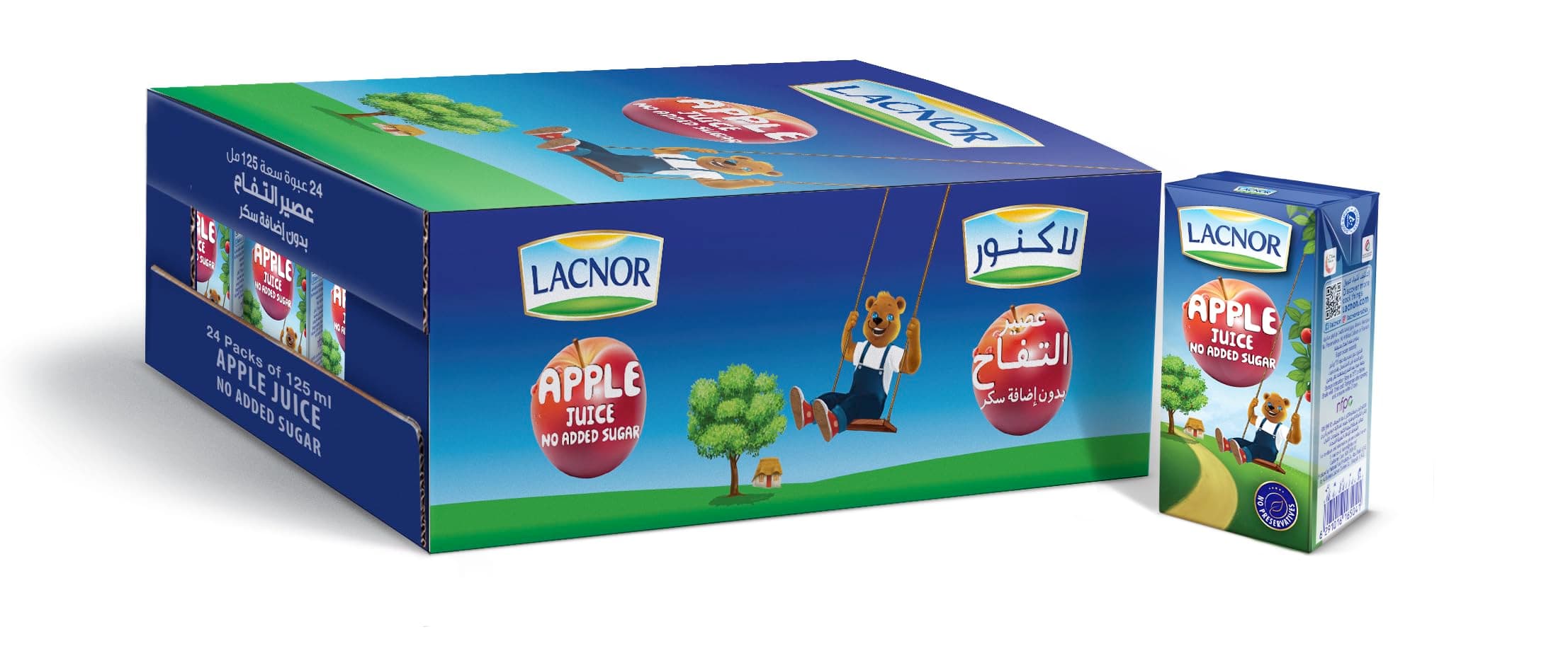 Lacnor Essentials Apple Juice Enriched With Vitamin C, 125ML Pack of 24