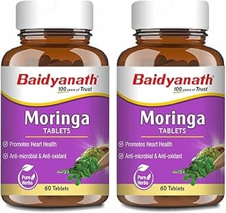 Baidyanath Ayurved Moringa Tablets - 120 Tab|Helpful In Overall Health & Wellness |Useful In Boost Metabolism & Digestion|Supports Healthy Cholesterol Level (Pack of 2)
