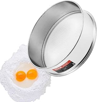 VEVOR Flour Sieve, 12 Mesh Sifter, 304 Stainless Steel Food-grade Fine Mesh Strainer, Dia. 12.6" for Baking, 5 Sizes Mesh Hole for Mungbean, Rice, Pearl Powder