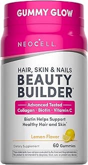 Hair Skin and Nails Gummies | 60 Count | Collagen Peptides Plus Biotin | with Vitamins C and E | Advanced Beauty Builder Formula | for Women and Men