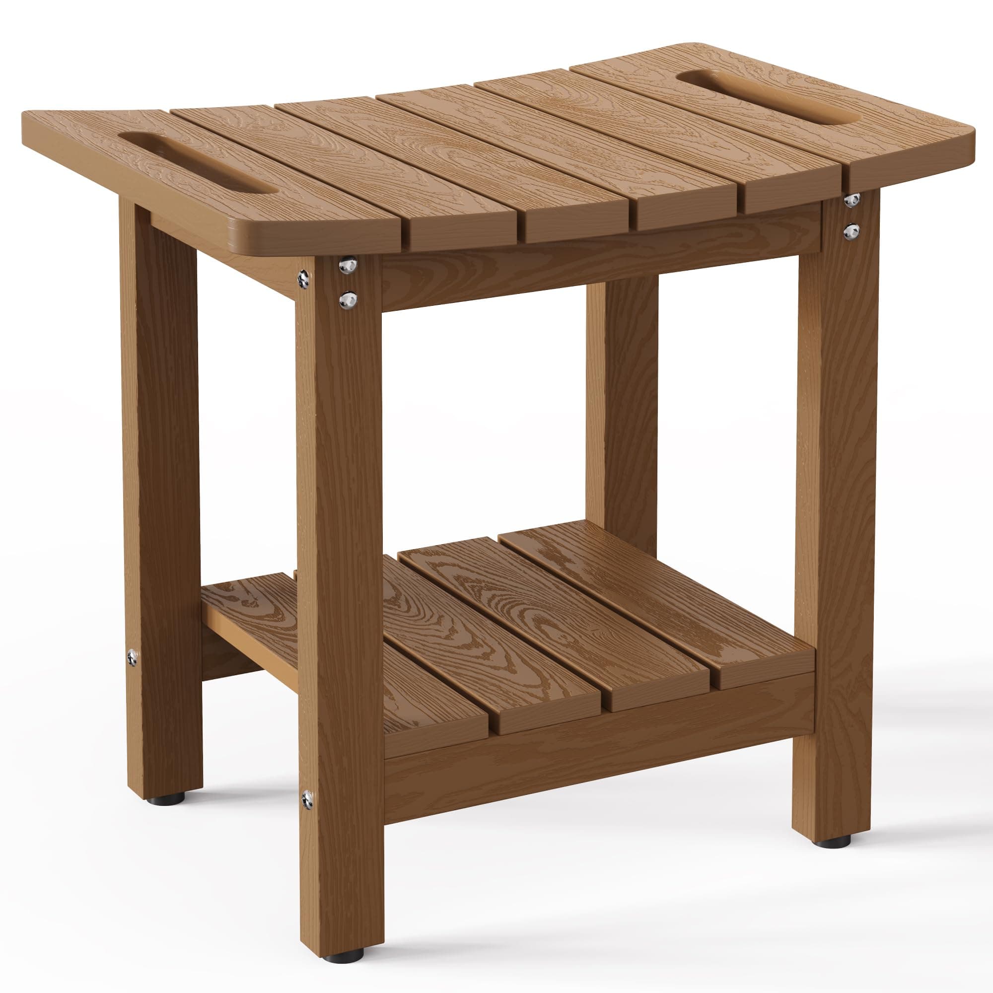 HIPS Shower Benches for Inside Shower, Shower Stool with Space-Efficient Storage Shelf, Waterproof Shower Chair Seat for Spa Bathroom(Brown)