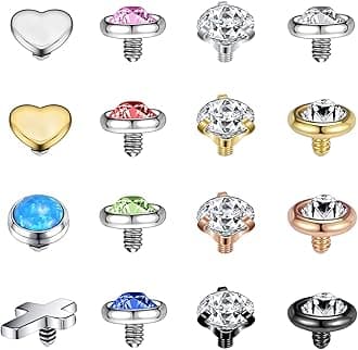 ZS 16G Stainless Steel Dermal Piercing Jewelry Diamond Dermal Anchor Tops CZ Skin Microdermal Piercing Jewelry for Men Women