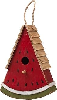 Glitzhome JK97305 Hanging Wooden Watermelon Birdhouse for Outdoors, 11" H