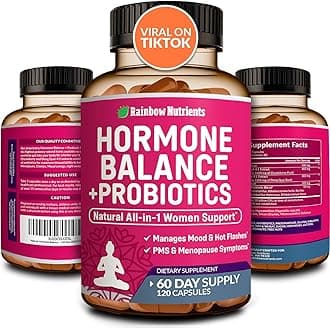 Hormone Balance + Probiotics for Women (3450mg) Natural Menopause Relief, Weight Management, Hot Flashes, PMS, Bloating | 4:1 Chasteberry, Dong Quai, Black Cohosh & Maca | Non GMO |120 Capsules