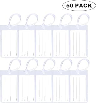 50 Pack Luggage Tags for Suitcases, Airplane Travel Essentials for Flying, International Travel Must Haves, and Luggage Accessories by Sodsay