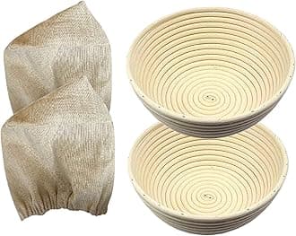 7 Inch Round Bread Banneton Proofing Basket Set of 2 Sourdough Proofing Basket kit for Artisanal Baking – Bread Making Tools For Professional & Home Bakers (7 inch round- 2 pack)
