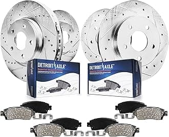 Detroit Axle - 8pc Brake Kit for Audi A4 A5 Quattro Q5 12.60" inch Front and 11.81" inch Rear Drilled and Slotted Disc Brake Rotors Ceramic Brakes Pads 2010 2011 Replacement