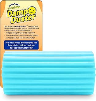Scrub Daddy Damp Duster, Magical Dust Cleaning Sponge, Dusters for Cleaning, Venetian & Wooden Blinds Cleaner, Vents, Radiator, Skirting Boards, Mirrors, Dust Brush Tools, Home Gadgets, Light Blue