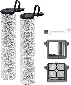 Only Floor ONE S7 Steam Roller Brush Replacement and Vacuum Filter Kit Compatible with Tineco Floor ONE S7 Steam Cordless Wet Dry Vacuum Replacement Parts,2 Roller Brushes,2 Filters,1 Cleaner Brush