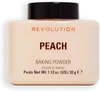 Revolution Beauty London, Loose Baking Powder, Prolongs Makeup Wear, Brightening Setting Powder, For All Skin Tones, Peach, 32g
