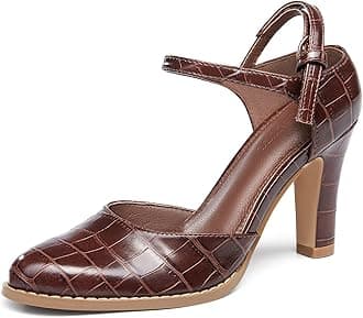 Womens Chunky High Heels Closed Pointed Toe Ankle Strap Pumps Vintage D'Orsay Dress Party Shoes