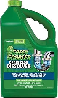 Liquid Clog Remover By Green Gobbler - Drain, Toilet Remover, Dissolve Hair & Grease From Clogged Toilets, Sinks And Drains Drain Cleaner, Works Within Minutes 1 Gallon
