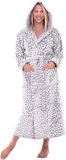 Alexander Del Rossa Women's Soft Plush Fleece Hooded Bathrobe, Full Length Long Warm Lounge Robe with Hood