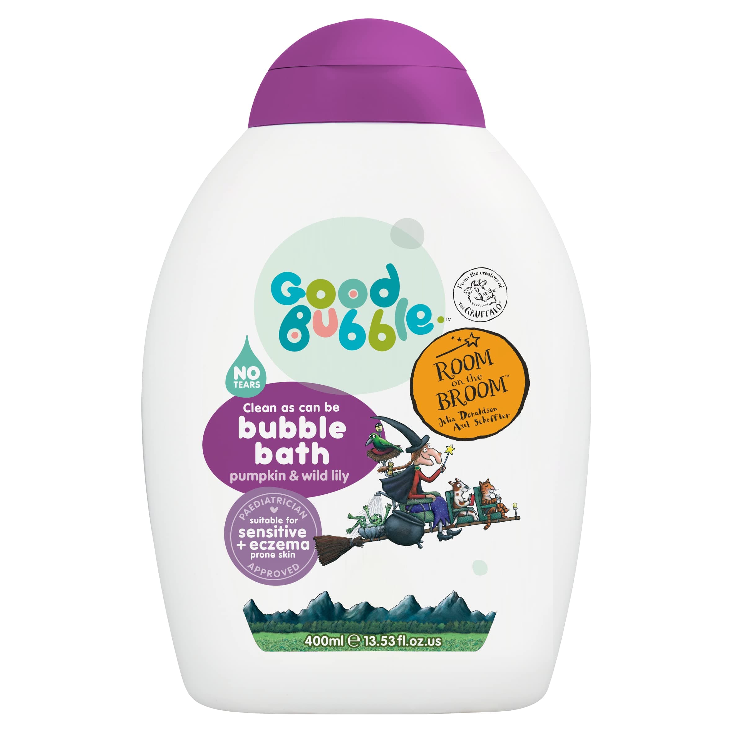 Good Bubble Room On The Broom Bubble Bath with Pumpkin & Wild Lily (400ml) - Tear-Free Baby Bubble Bath for Sensitive & Eczema-Prone Skin - Vegan-Friendly Toddler Bath Wash