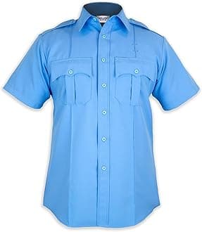 First Class 100% Polyester Short-Sleeve Men's Uniform Shirt Light Blue