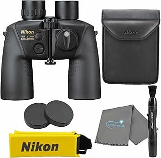 Nikon 7x50mm CF WP OceanPro Marine Binoculars with Global Compass (16026) - Waterproof, Fogproof Bundle with Nikon Lens Pen and Cloth, Boating, and Ocean Essentials, Automatic Declination Built-in