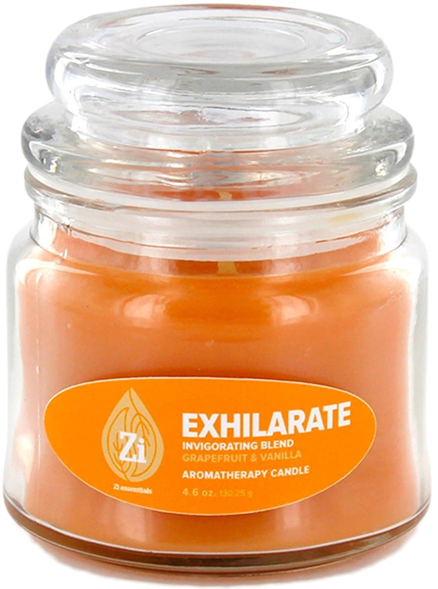 Exhilarate Invigorating Blend (Grapefruit & Vanilla) Aromatherapy Candle. 4.5oz Apothecary Jar - Zi Essentials β¦