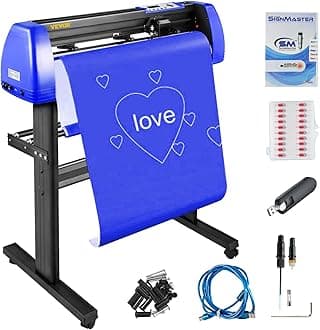 VEVOR Vinyl Cutter Machine, 28 Inch Paper Feed Cutting Plotter Bundle, Adjustable Force & Speed Vinyl Printer, LCD Display Windows Compatible Sign Making kit w/Signmaster, Stand, 20 Blades
