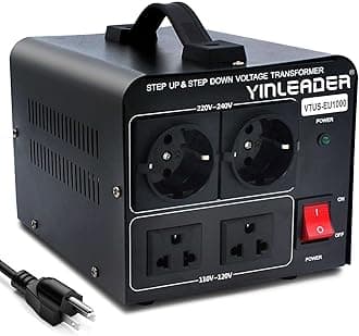 Yinleader US 110V to 220V EU Voltage Converter Transformer 1000W Step Up/Down Converter 110/120 Volt - 220/230/240 Volt w/US Power Cord