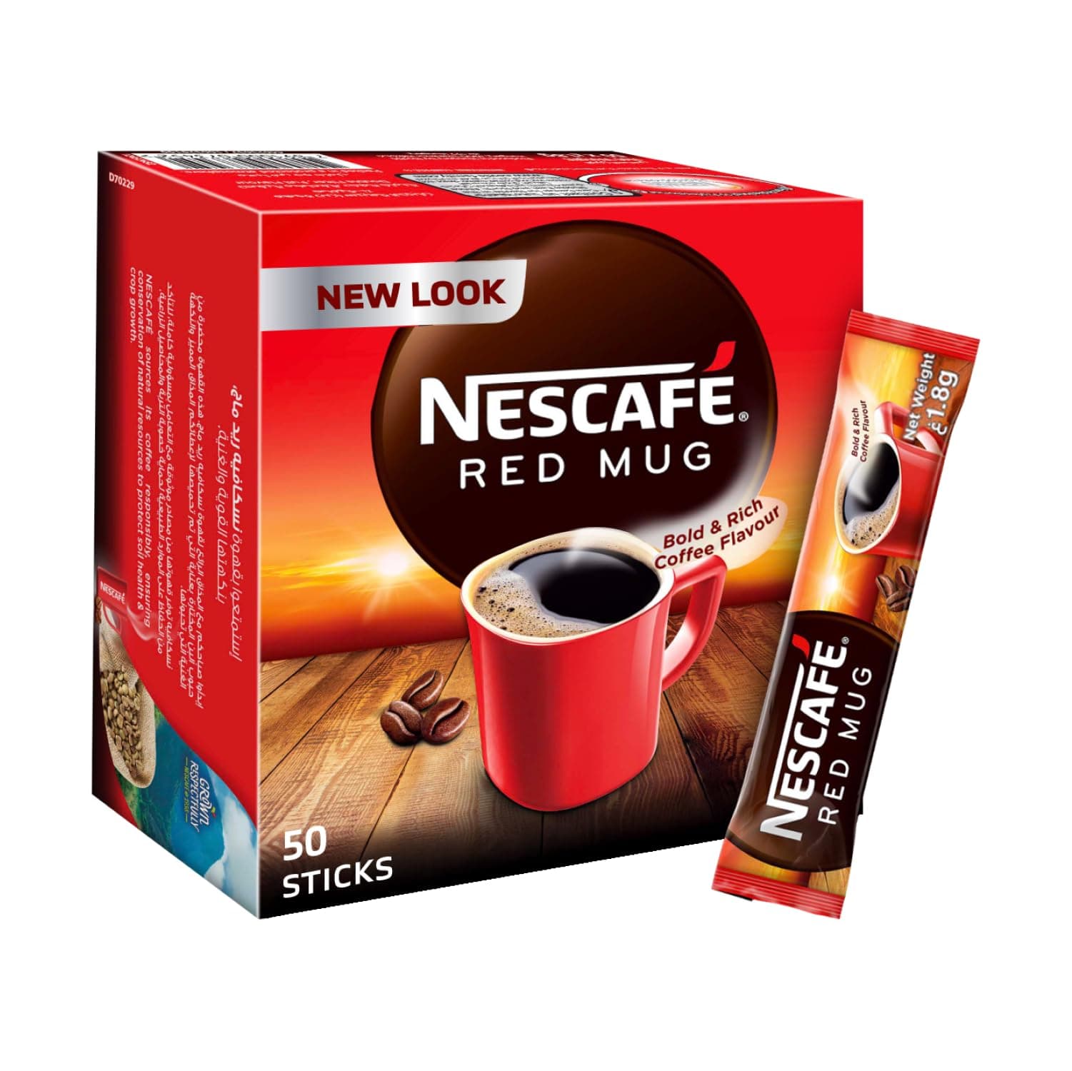 NESCAFÈ Red Mug Coffee Sticks 1.8g, Pack of 50 Instant Coffee Sachets, Perfect for Office Supplies, Bold and Rich Flavour
