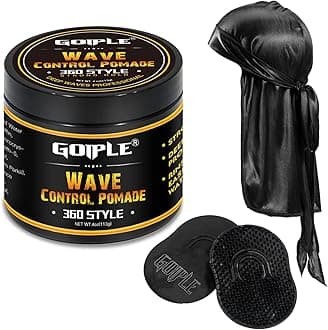 Natural Wave Pomade for Men Strong Hold, Easy Wash 360 Wave Training Hair Cream, Waves Grease for Men Promotes Layered Waves, Moisture, Control & Shine (Wave Pomade+Wave Brushes*2+ Silky Durag)